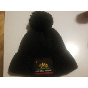 California Republic Black Beanie Hat  So Warm And Furry Inside